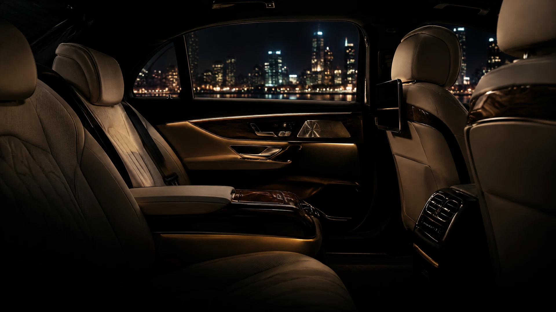 Luxurious interior of a Mercedes-Benz S-Class